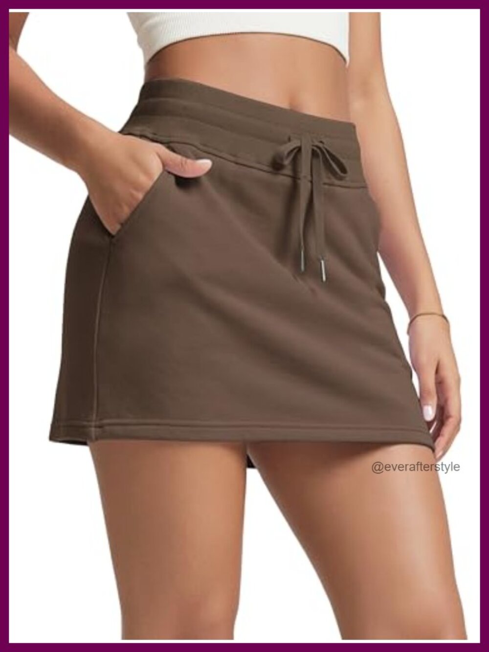 Women's Cotton French Terry Drawstring Skort with Pockets
